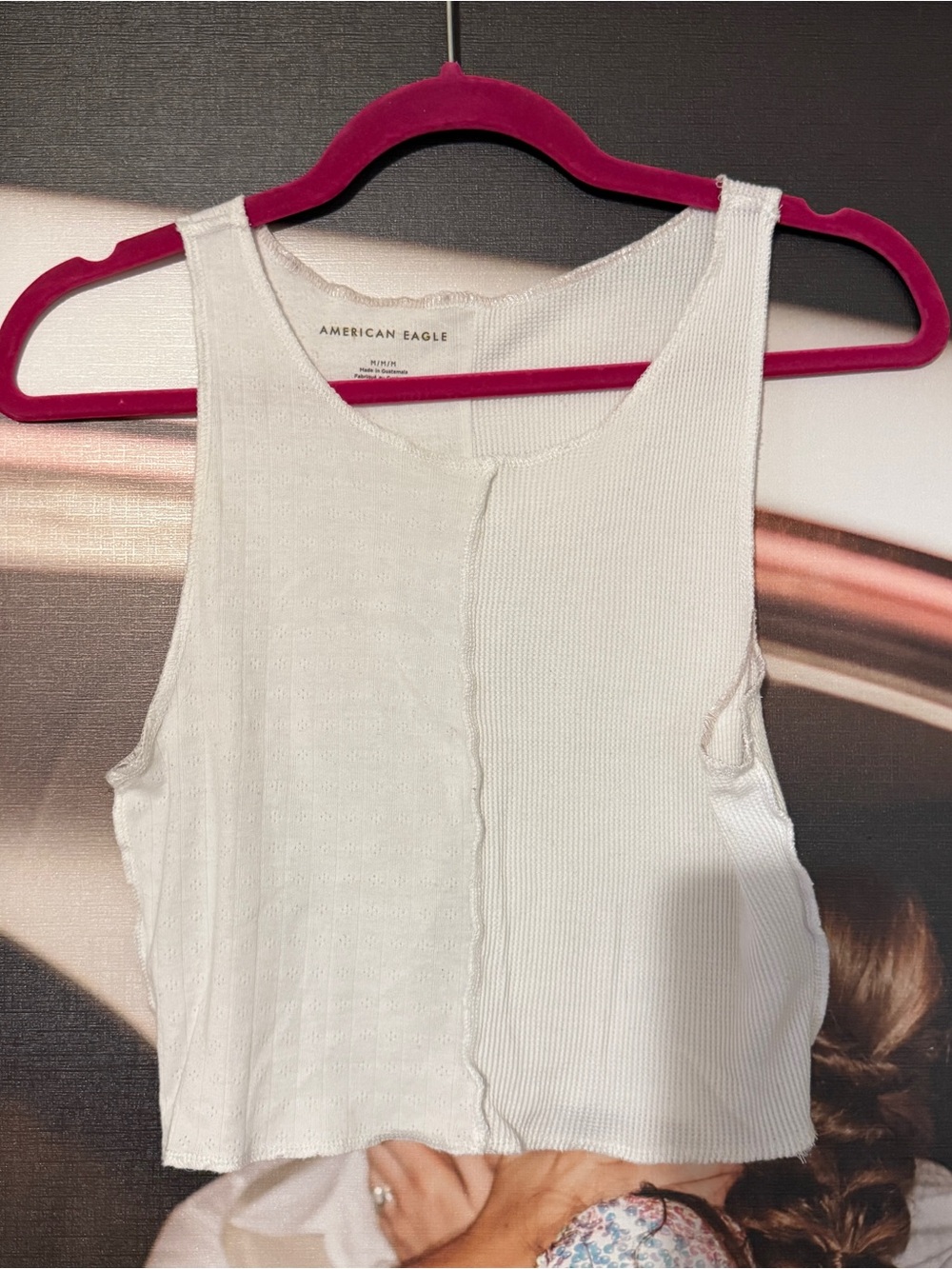 American Eagle Outfitters White Ribbed Crop Tank Top